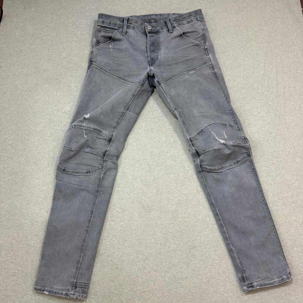 GStar RAW Jeans Mens 30x32 Gray 3D Slim Button Fly Straight Moto Streetwear
